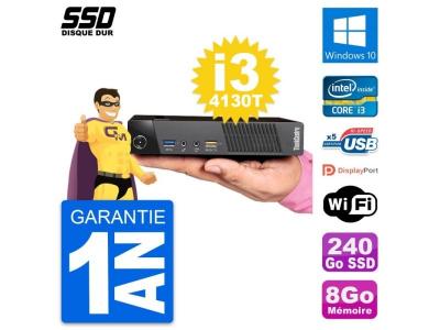 Ultra mini pc lenovo m93p tiny intel i3-4130t ram 8go ssd 240go windows 10 wifi
