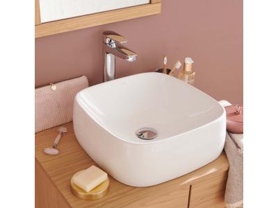 Vasque carr&eacute;e &agrave; poser en c&eacute;ramique blanche 39 cm inu - Blanc