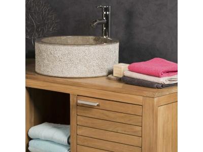 Vasque salle de bain en marbre Elbe gris 40cm - Gris