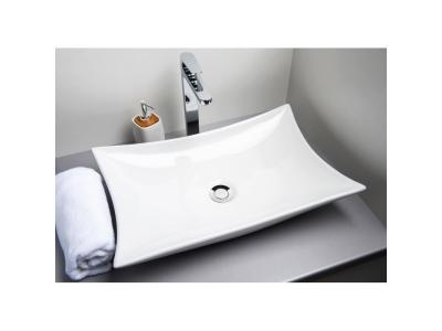 Vasque rectangle &agrave; poser TARA - Blanc - 56,5x38cm - C&eacute;ramique - Sans trop plein