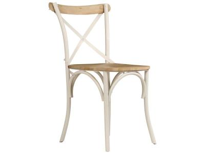Chaises &agrave; dossier crois&eacute; 4 pcs Blanc Bois de manguier massif