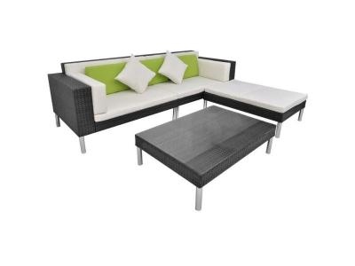 Vidaxl salon de jardin 4 pcs avec coussins r&eacute;sine tress&eacute;e noir 42944