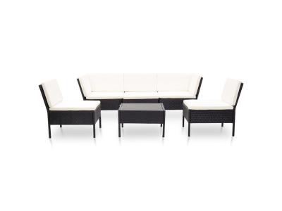 Vidaxl salon de jardin 6 pcs avec coussins r&eacute;sine tress&eacute;e noir 48948