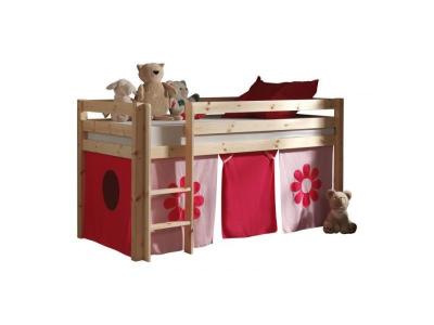 Lit enfant mezzanine+housse Pink Flower bois - PINO