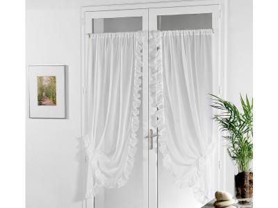 Voilage Bonne Femme frou-froutant Blanc 95 x 210 cm - Blanc