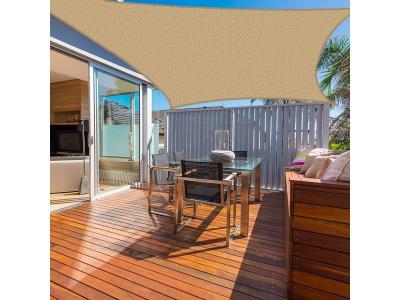 Voile d'ombrage 5 x 5 m carr&eacute; 280g/m&sup2; - Haute densit&eacute; r&eacute;sistante au vent - Tissu micro-a&eacute;r&eacute; - Beige