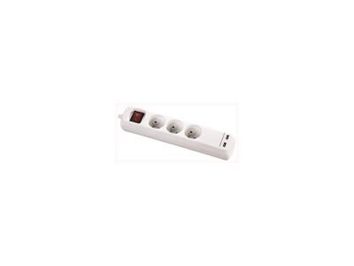 Voltman DIO013043 Bloc avec interrupteur 3 prises/2 ports USB