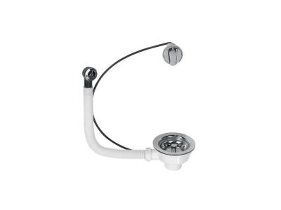 Bonde &eacute;vier diam&egrave;tre 90mm &agrave; panier commande &agrave; c&acirc;ble avec Trop Plein