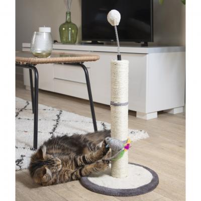 Arbre &agrave; chat en sisal avec souris h46cm base &Oslash;30cm tronc &Oslash;7cm
