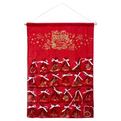 Calendrier de l'avent &agrave; suspendre - Rouge - l. 48 x p. 1 x h. 65 cm