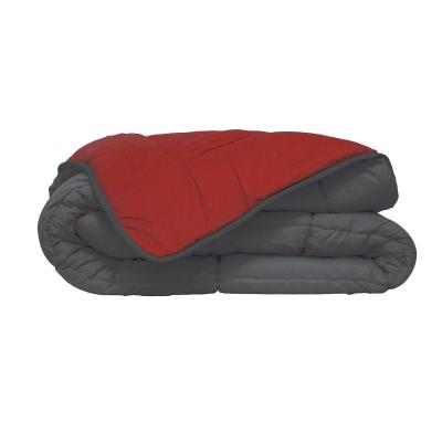 HUDSON Couette l&eacute;g&egrave;re Microfibre 200g/m&sup2; 240x260cm Gris & Rouge