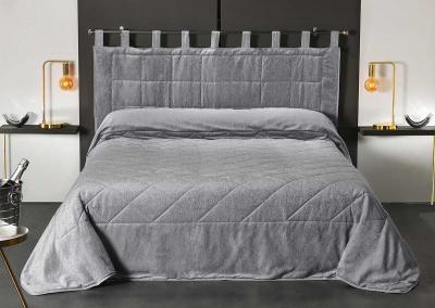 Coussin T&ecirc;te de Lit &agrave; l' Aspect Velours - Gris clair - 160 x 70 cm