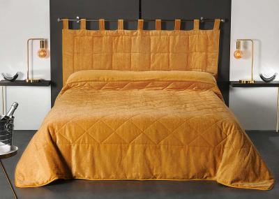 Coussin T&ecirc;te de Lit &agrave; l' Aspect Velours - Jaune - 160 x 70 cm