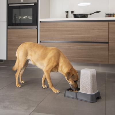 Distributeur d'eau et de croquettes pour chien et chat - Gris - 1,5 l