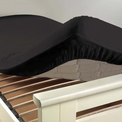 Drap housse 2 personnes 160 x 200 cm uni 57 fils lina Charbon