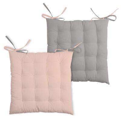 Galette de Chaise Bicolore Poudre/Souris 40 x 40 cm - Poudre/Souris