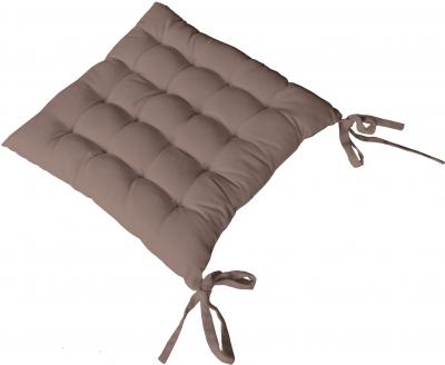 Galette de chaise piqu&eacute;e 16 points en coton et nouettes vison 38 x 38