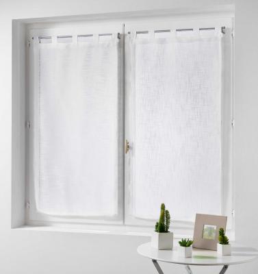 Paire droite passants 2 x 60 x 90 cm effet lin tisse haltona Blanc