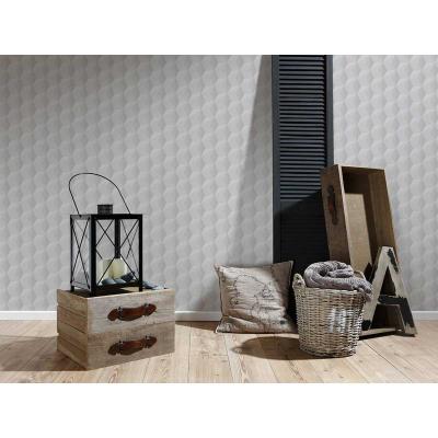 Papier peint graphique effet 3D - GRIS TAUPE - 10 ml x 0,53 m