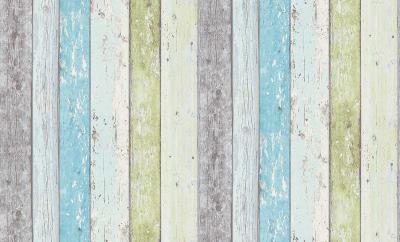 Papier peint planche de bois - Vert Bleu - 10 ml x 0,53 m