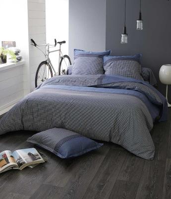 Parure de Couette en Satin de Coton - Bleu Gris - 240 x 220 cm + 2 T