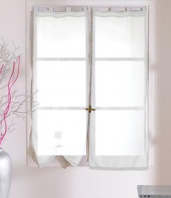 Petits Voilages Droits en Polyester 5 passants - Blanc - 70 x 160 cm