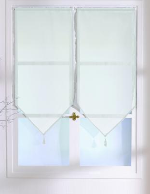 Paire de voilages finition pointe avec pompon 2x60x90cm blanc