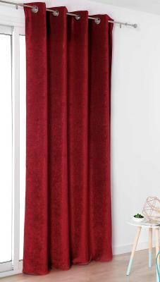 Rideau Aspect Velours Uni - Rouge - 140 x 245 cm