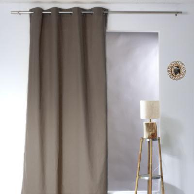 Rideau color&eacute; en pur coton 8 illets - VISON - 135 x 240 cm