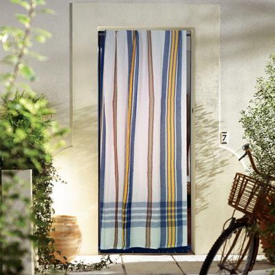 Rideau de Porte Marseillais &agrave; rayures d'Antan - Bleu - 140 x 225 cm