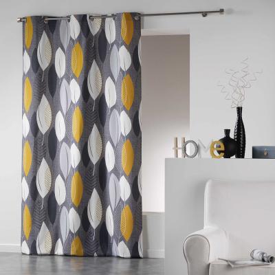 Rideau en Coton Farandole de Feuilles - Jaune - 140 x 240 cm