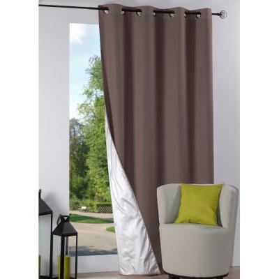 Rideau isolant &agrave; oeillets doubl&eacute; - Taupe - 135 x 240 cm