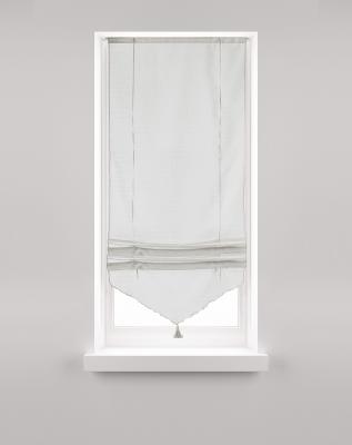 Store En Pointe &Agrave; Baguette En Voilage Aspect Lin - 58x165cm - Blanc