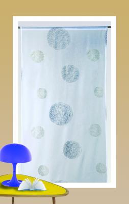 Vitrage en &eacute;tamine brod&eacute;e ronds m&ecirc;l&eacute;s 5 mondes - Blanc - 90 x 210 cm