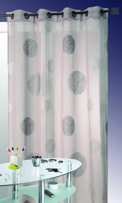 HomeMaison HM6980774629 Voilage en &Eacute;tamine Brod&eacute; de Ronds M&ecirc;l&eacute;s Gris