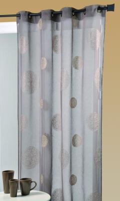 Voilage en Etamine Brod&eacute; de Ronds M&eacute;l&eacute;s - Taupe - 140 x 240 cm