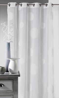 Voilage en Etamine Brod&eacute; ronds fils lurex brillants Blanc 140x240 cm
