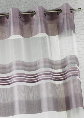 Voilage Organza rayures horizontales tiss&eacute;es - Bois de Rose - 140 x 240 cm
