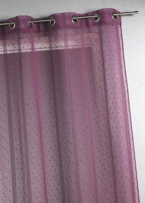 Voilage tiss&eacute; et filet&eacute; Prune 140 x 240 cm - Prune