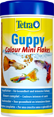 Tetra Guppy Color, Mini Flake Food pour Poissons Tropicaux, 250 ml