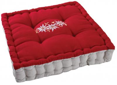 Coussin Edelweiss carr&eacute; - Rouge - Coton et lin - 40 x 40 cm