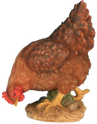Poule en r&eacute;sine picorant 20 x 12,3 x 26,2 cm