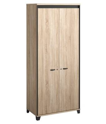 ARMOIRE 2 PORTES - INDUSTRIEL L:80 H:187 P:46 - D&eacute;cor Bois - MAMBO - 