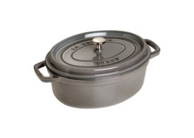 Cocotte ovale en fonte &eacute;maill&eacute;e 29cm gris graphite - 1102918 1102918