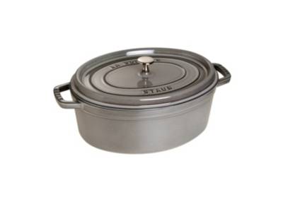 Cocotte ovale en fonte &eacute;maill&eacute;e 31cm gris graphite - staub - 1103118