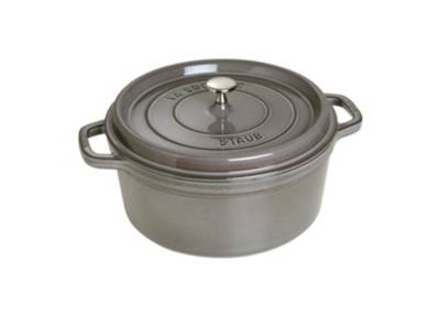 Cocotte ronde en fonte &eacute;maill&eacute;e 26cm gris graphite - staub - 1102618
