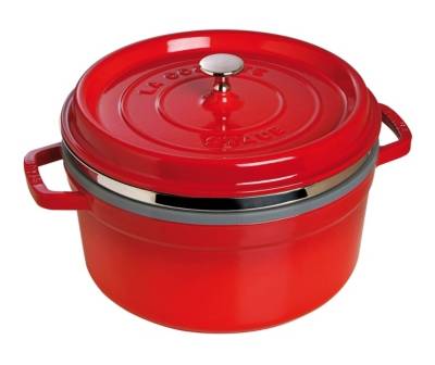 Staub 1133806 cocotte rond avec cuit-vapeur cerise 26 cm