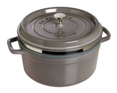 Cocotte ronde STAUB avec cuit vapeur 26 cm gris graphite