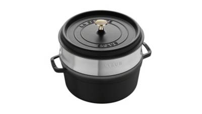Cocotte ronde STAUB avec cuit vapeur 26 cm noir mat