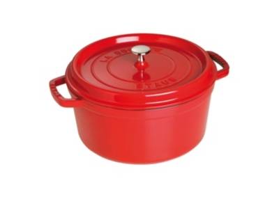 Cocotte ronde en fonte &eacute;maill&eacute;e 28cm cerise - 1102806 1102806